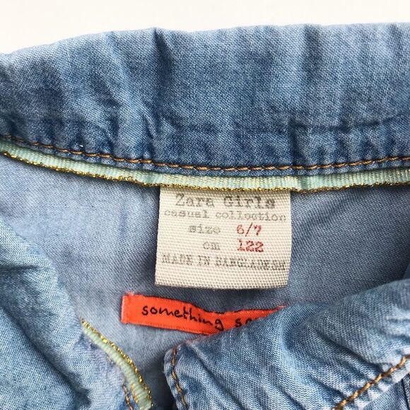 Zara sleeveless denim snap shirt EUC 6-7Y - Picture 4 of 5